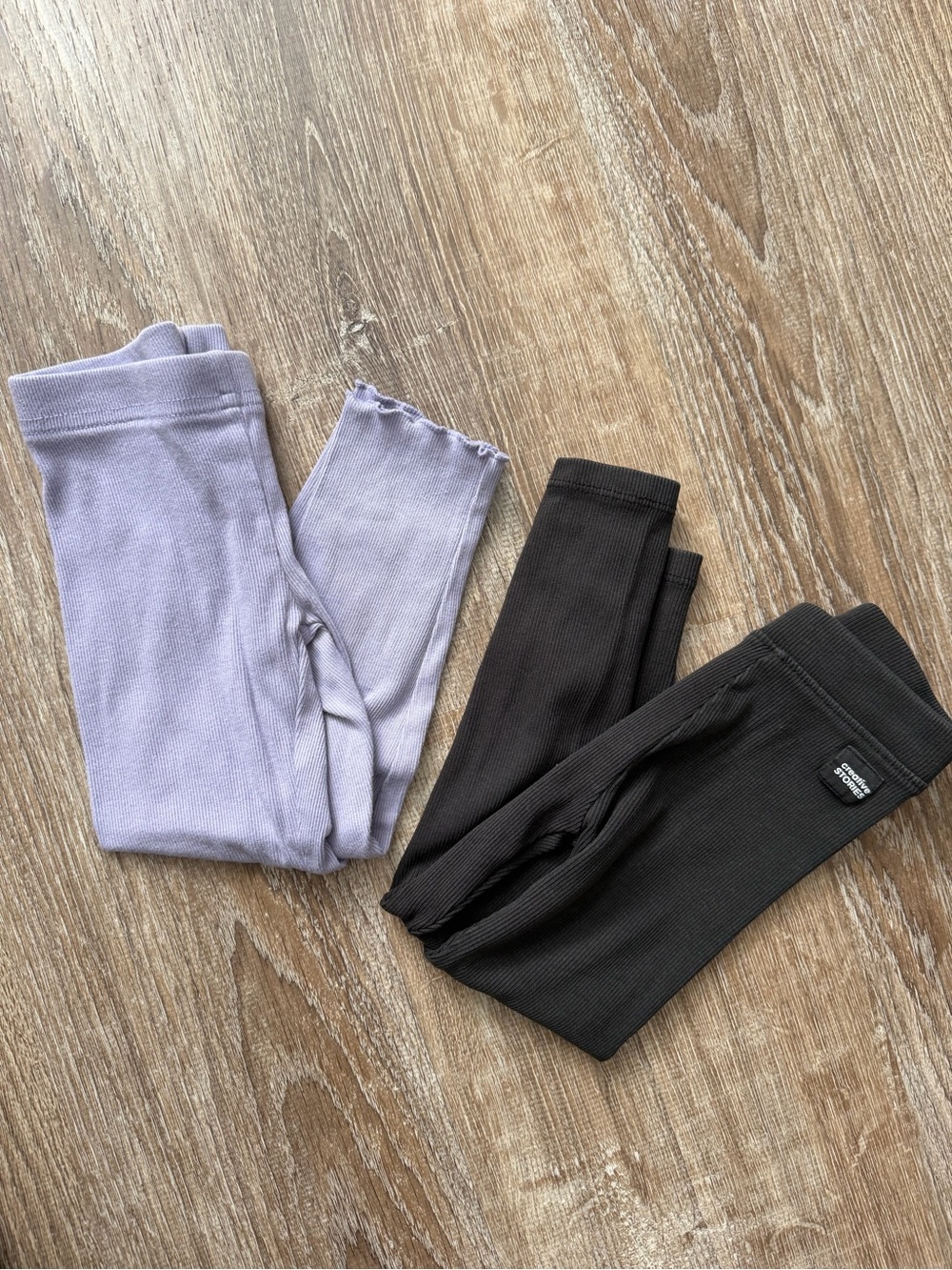 ZARA & Carters - Kids Ribbed Leggings Pack - Lavender and Black 3T